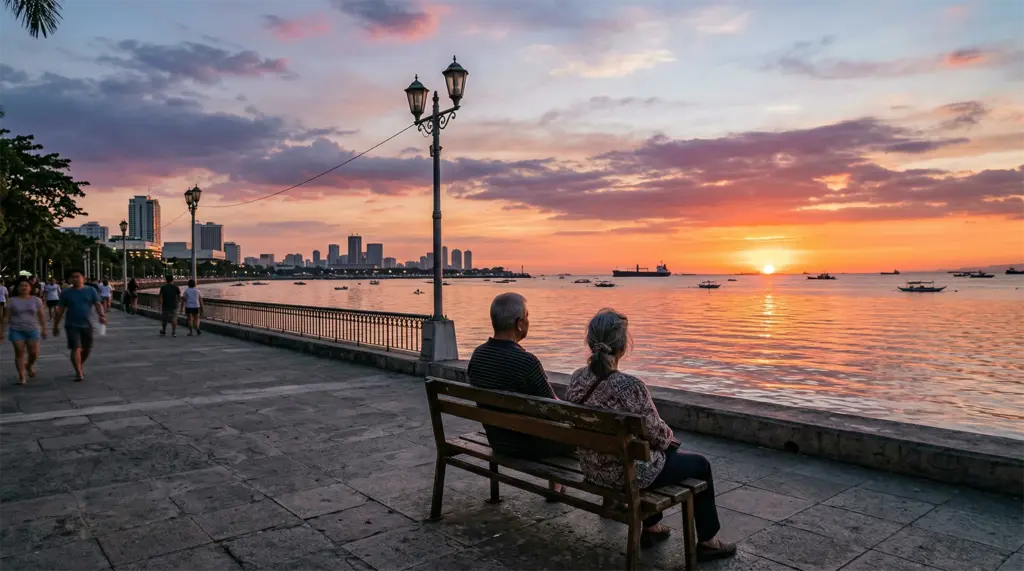 Manila Bay sunset view from Roxas Boulevard Baywalk, Philippines