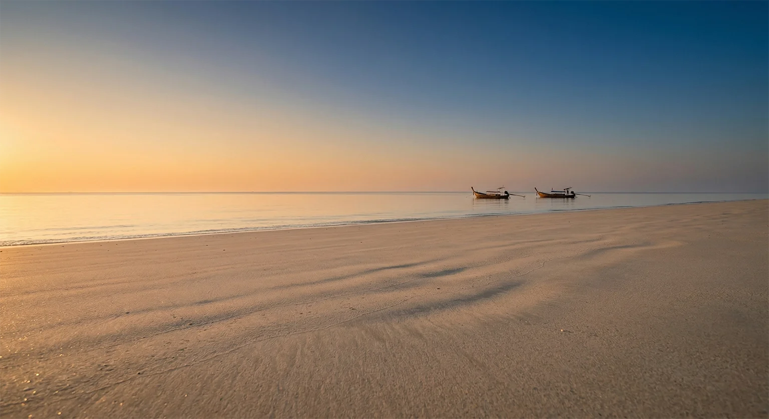 Koh Kradan western beach at sunset, Trang Province, Thailand hidden beaches