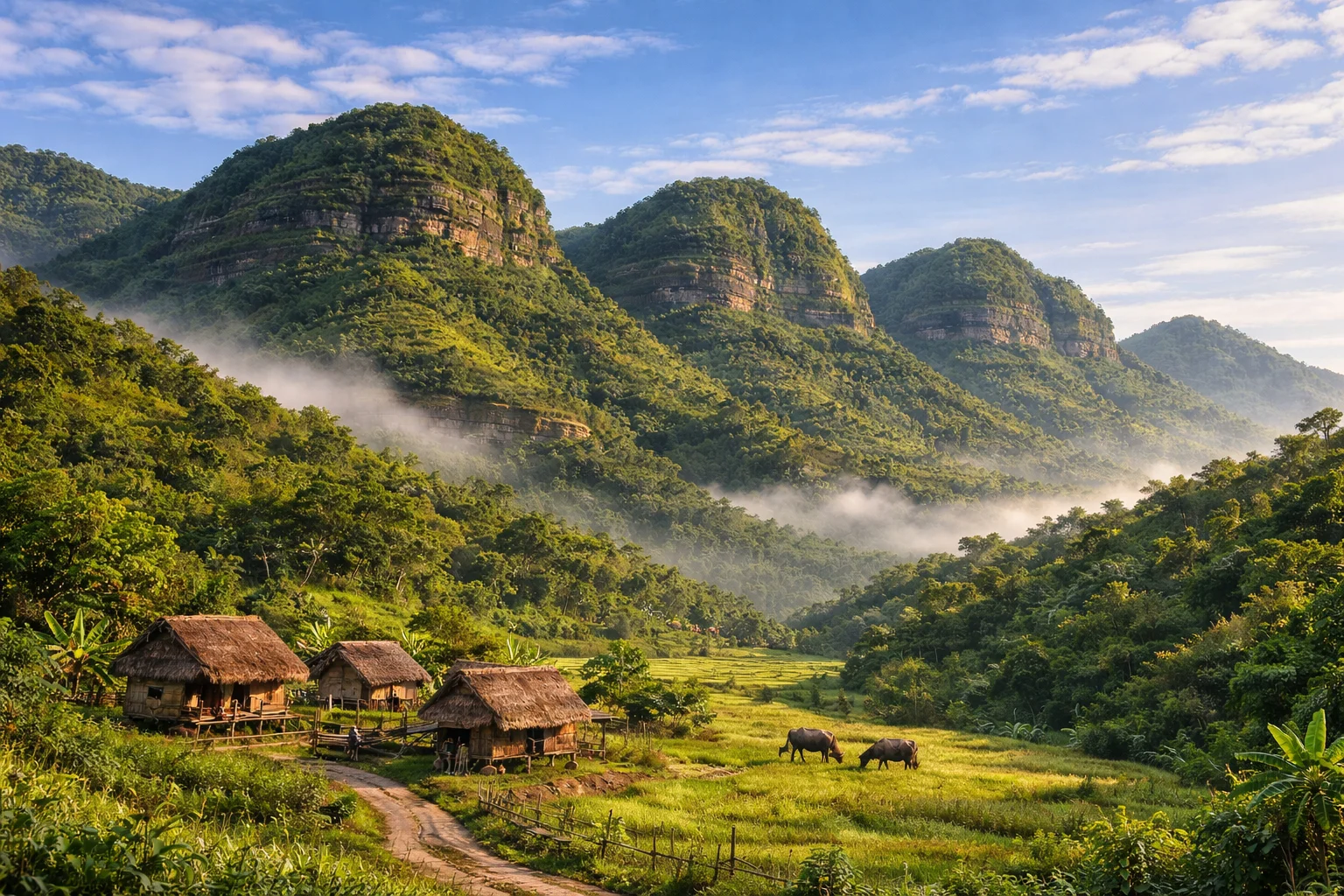 Negros Island karst limestone hills green interior Mabinay Negros Oriental Philippines